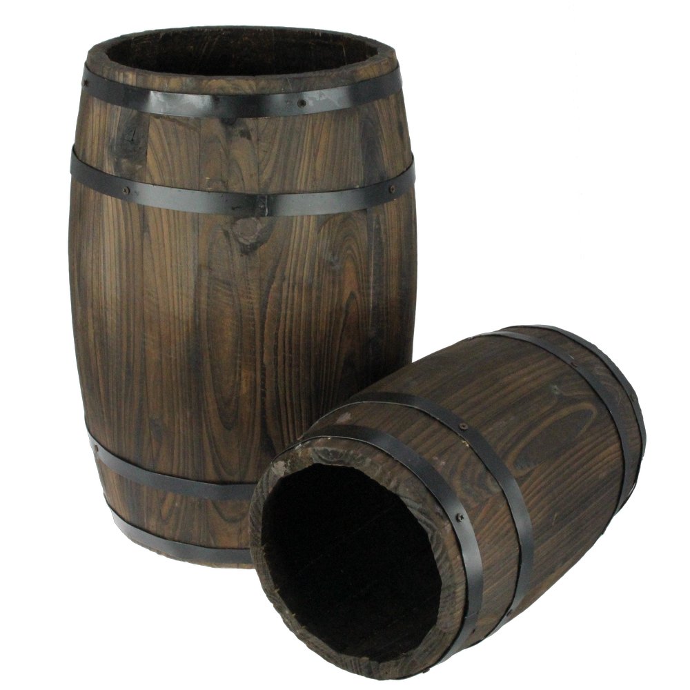 Fässer 3er-Set aus Holz braun, 30/40/45 cm