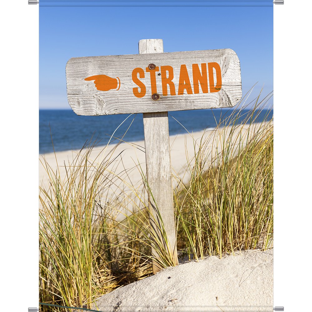 Banner XL Wegweiser Strand natur, B 150 x H 200 cm