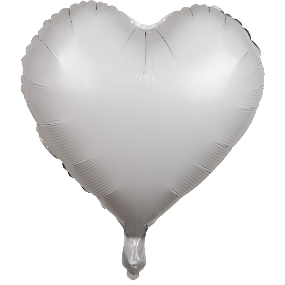 Folienballon Herz metallic weiß, 45 cm