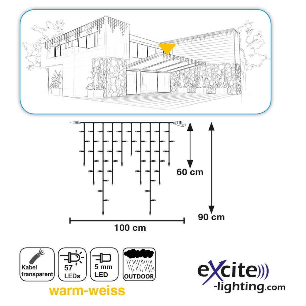 LED LV Ice Light 57 LEDs v2 warm-weiß, transparent,B 100 c