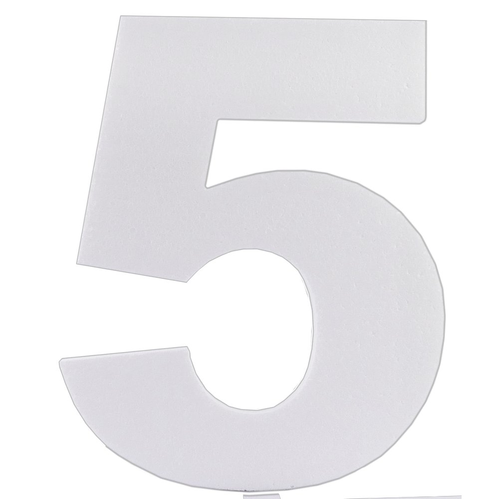 Styropor-Zahl Zahl 5/Fünf weiß 30 cm