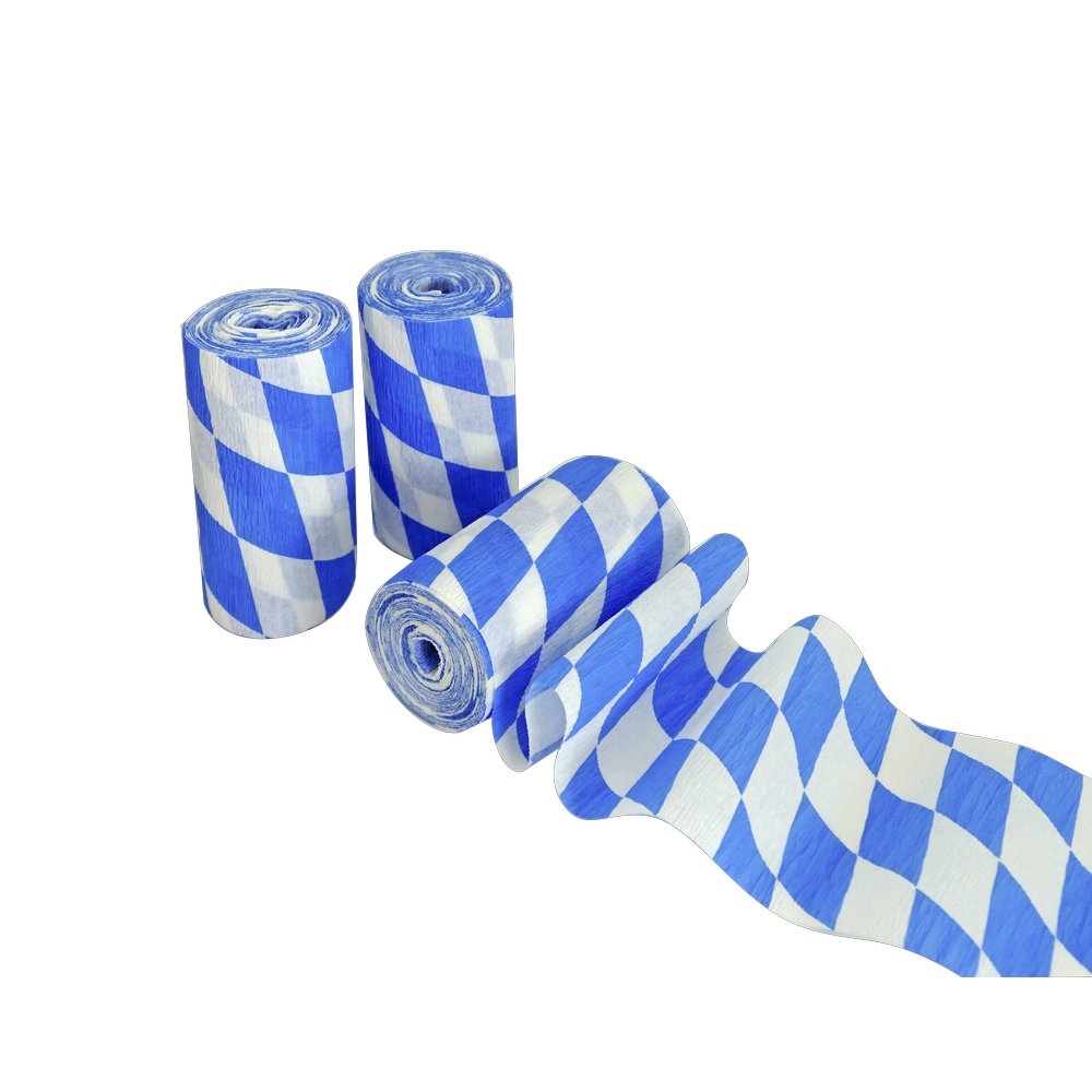 Rautenkrepp-Papier Bayern, 10 cm x 10 m, 3 Rollen