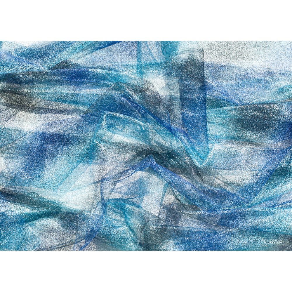 Stoff Regenbogen blau-türkis-silber, 150 cm brei