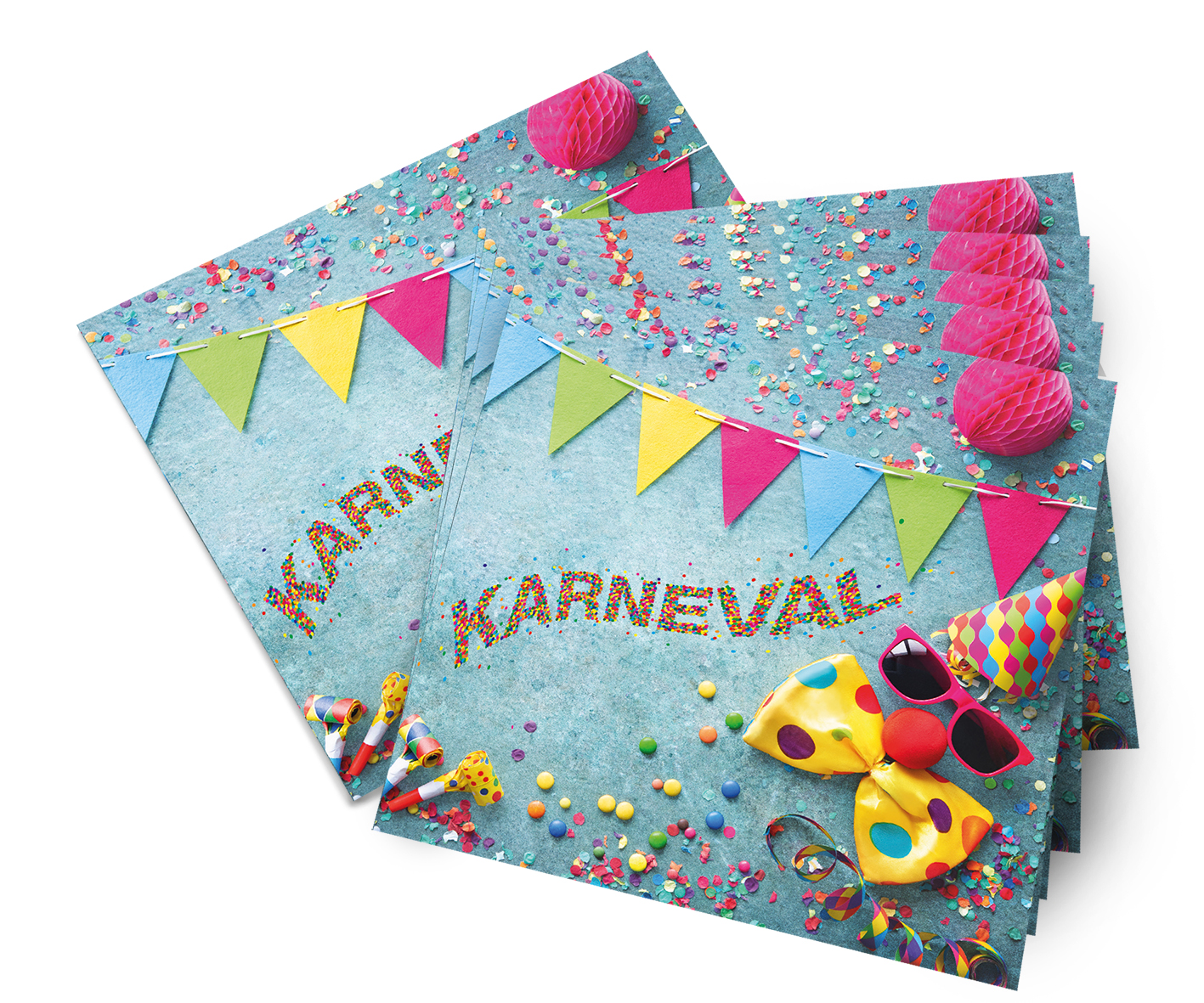 Servietten Karneval x20 bunt,20 Stück 33x33cm