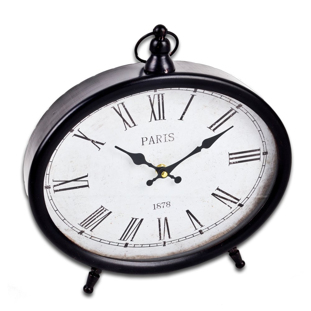 Tischuhr Paris Metall schwarz, 30 x 31 x 6 cm