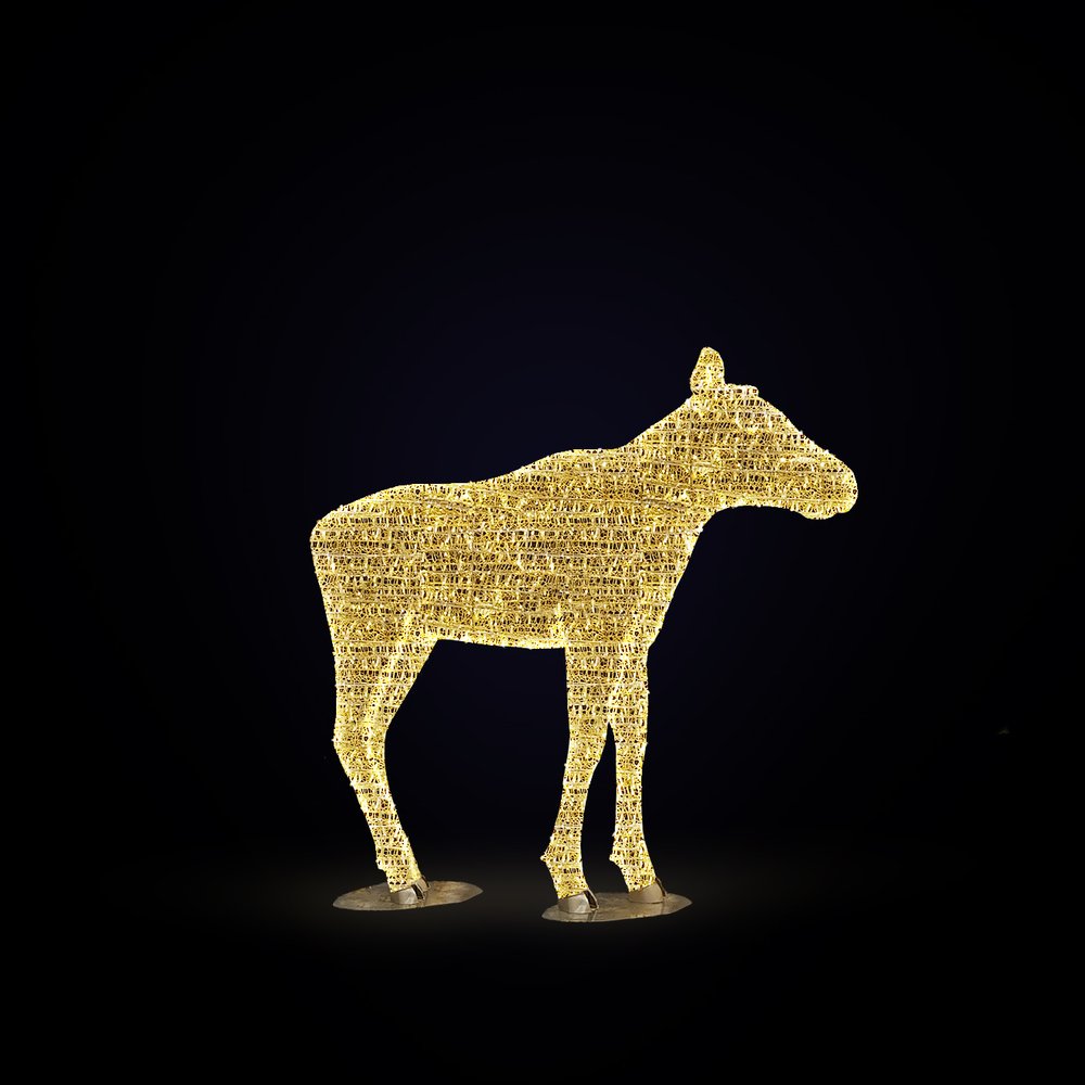 Lichtobjekt 3D Elch Kalb warm-weiß/gold, 190 x 45 x H 140 cm
