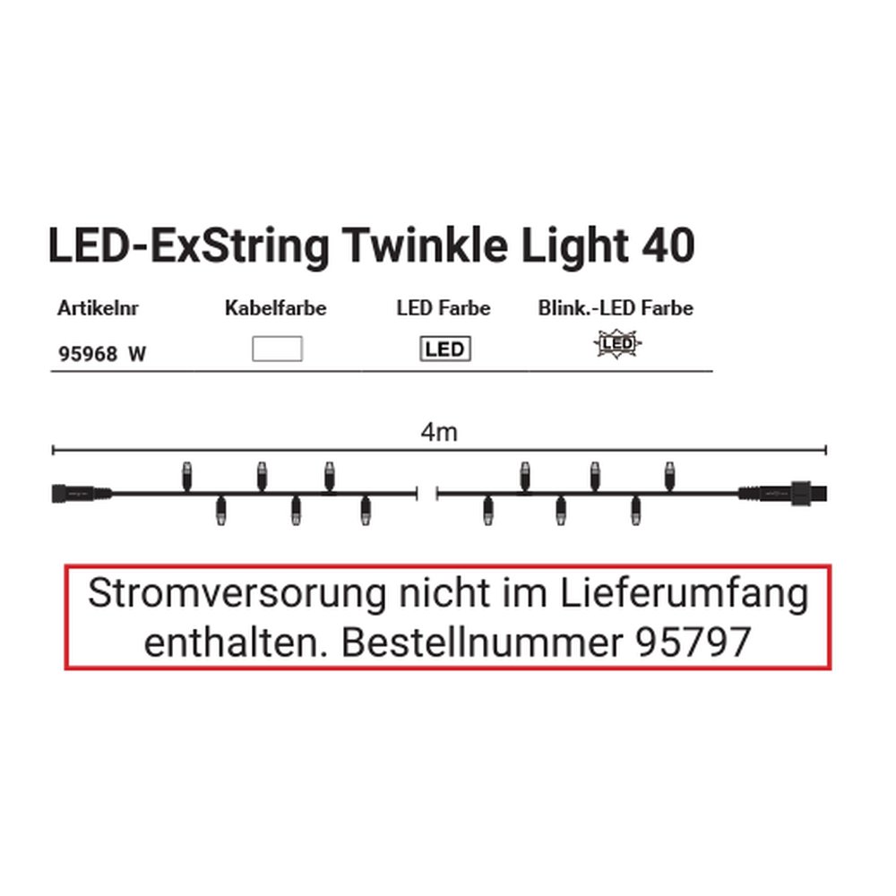LED-ExString Twinkle Light 40 weiss, 40 LED kw kw,L 4m
