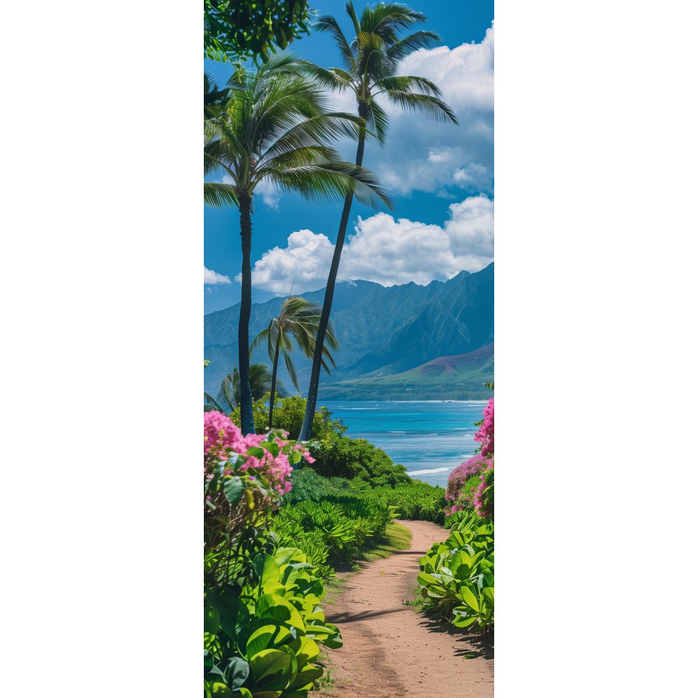 Banner Palmeninsel Paradies bunt,75 x 180 cm