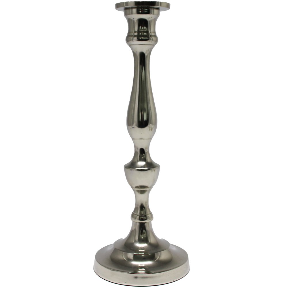 Kerzenleuchter Alu x1Handmade% silber glanz,H 33 cm