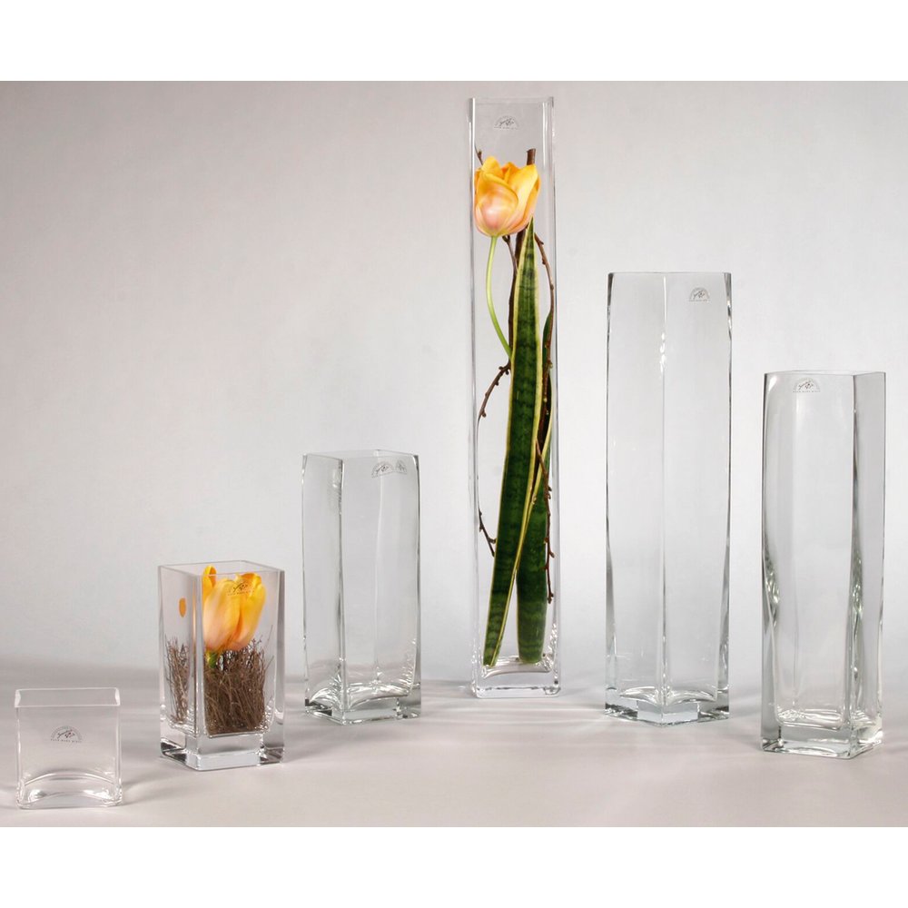 Glas-Viereckvase, 10 x 10 x 50 cm