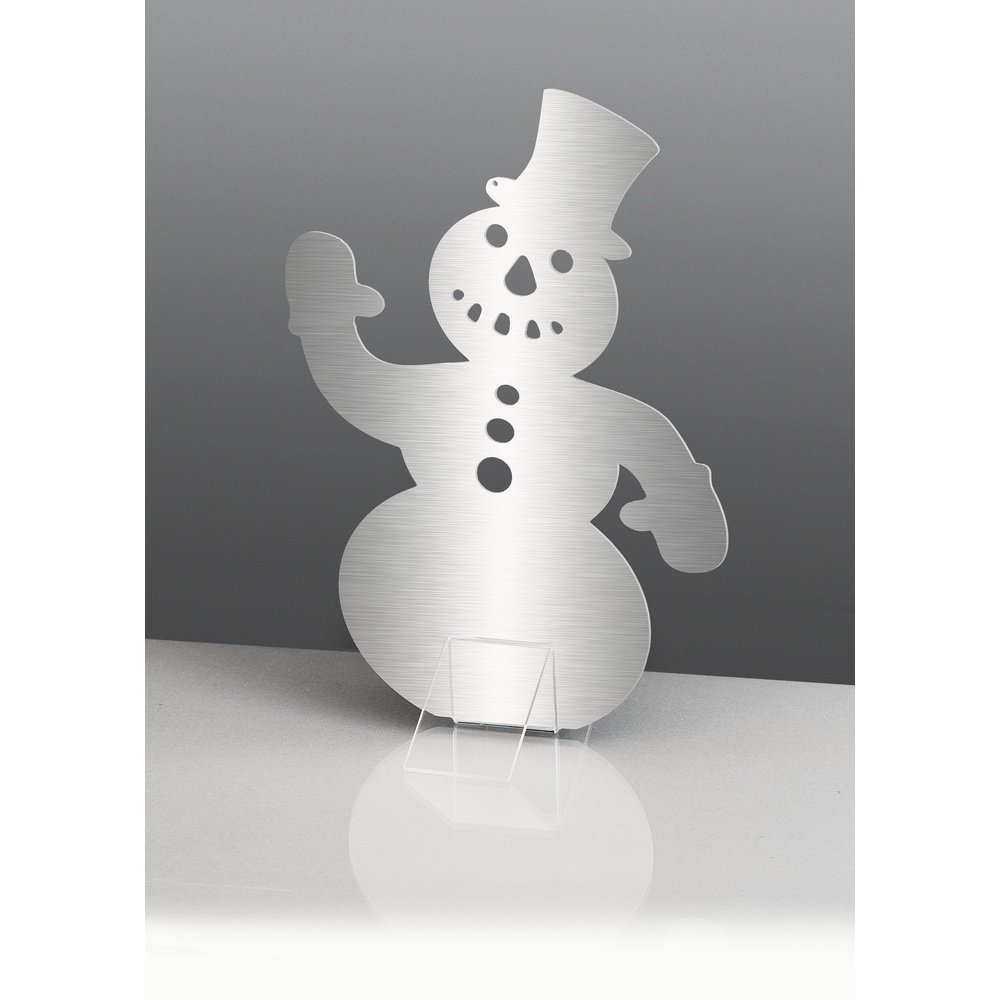 Schneemann 2D Edelstahl silber, 20 x H 30 cm