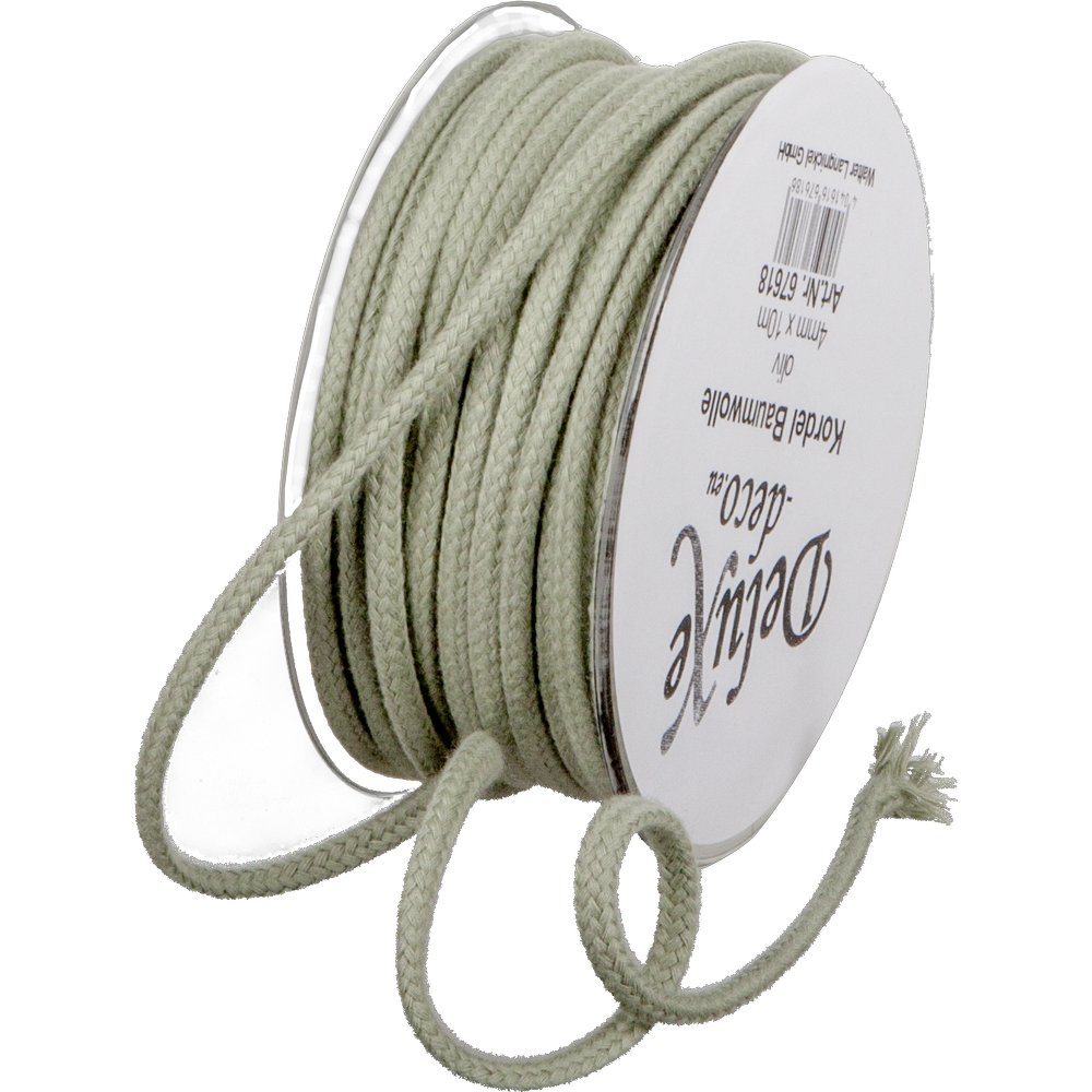 Kordel Baumwolle oliv, Ø 4 mm x 10 m