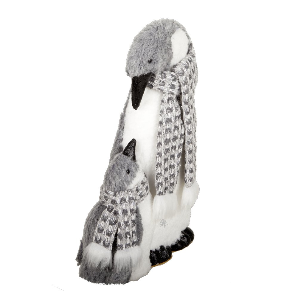 Pinguin Cool mit Kind grau/weiß, H 38 cm