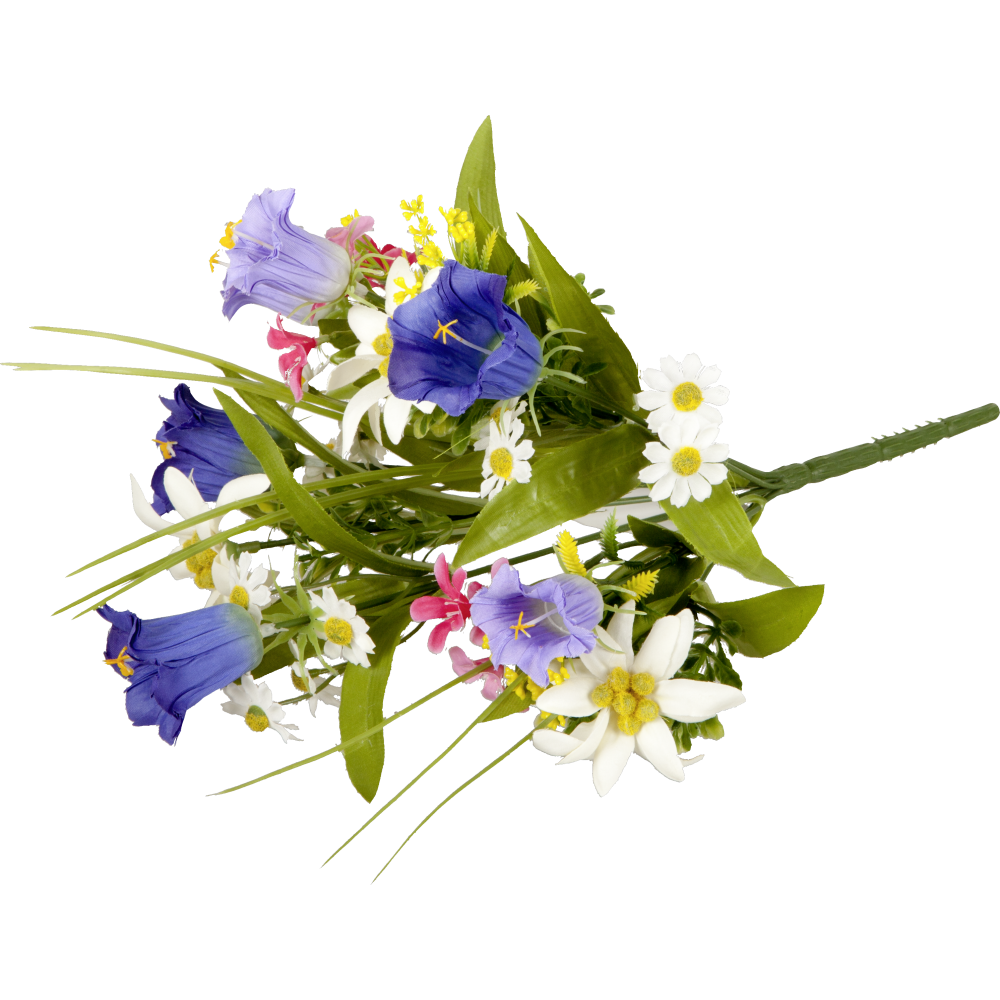 Alpenblumen-Mix-Strauß x9 grün-bunt 33 cm