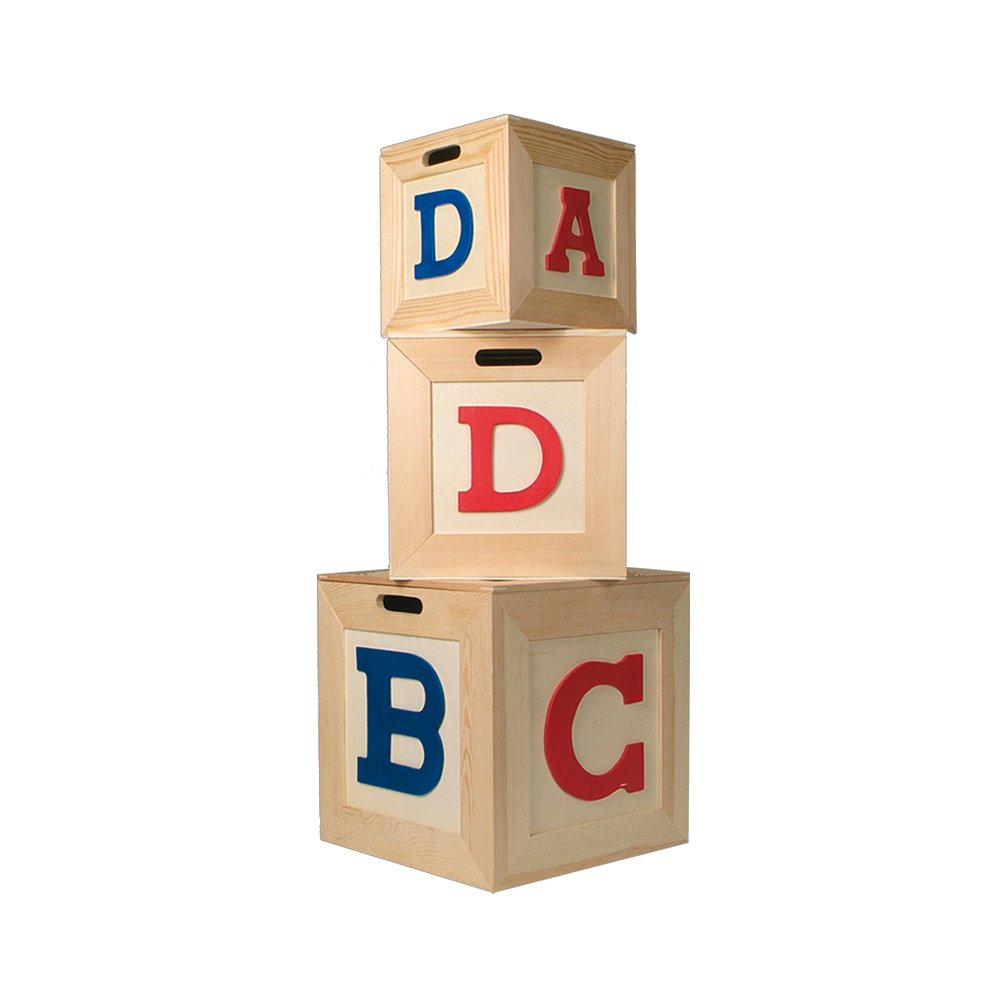 ABCD-Würfelsatz 3-teilig aus Holz, 20/25/30 cm