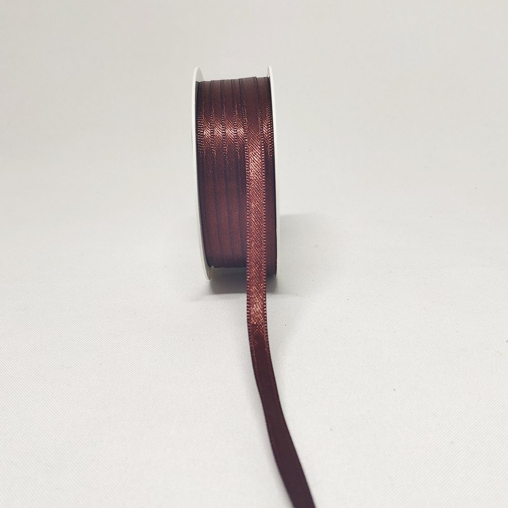 Doppelsatinband braun, 6 mm x 50 m