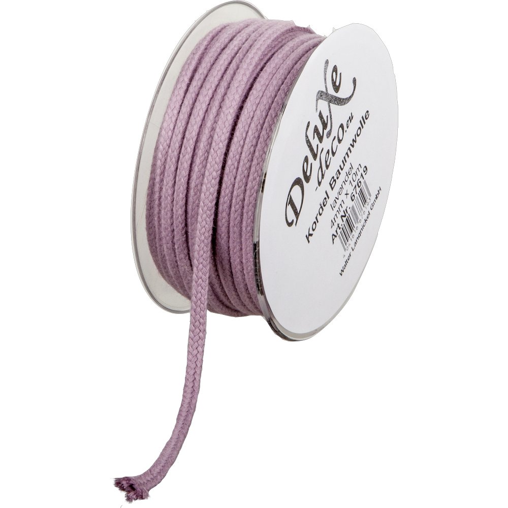 Kordel Baumwolle lavendel, Ø 4 mm x 10 m