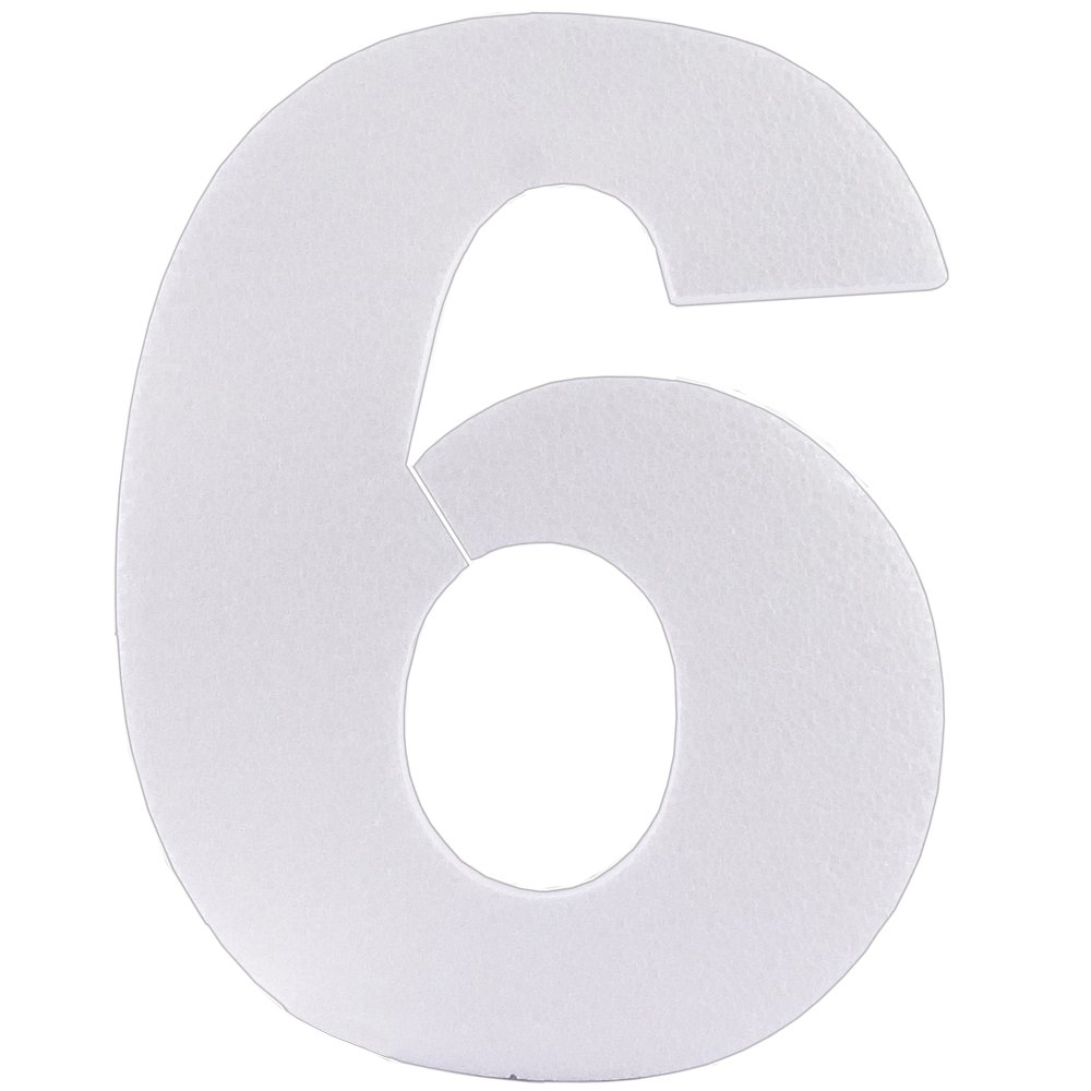 Styropor-Zahl Zahl 6/Sechs weiß 30 cm