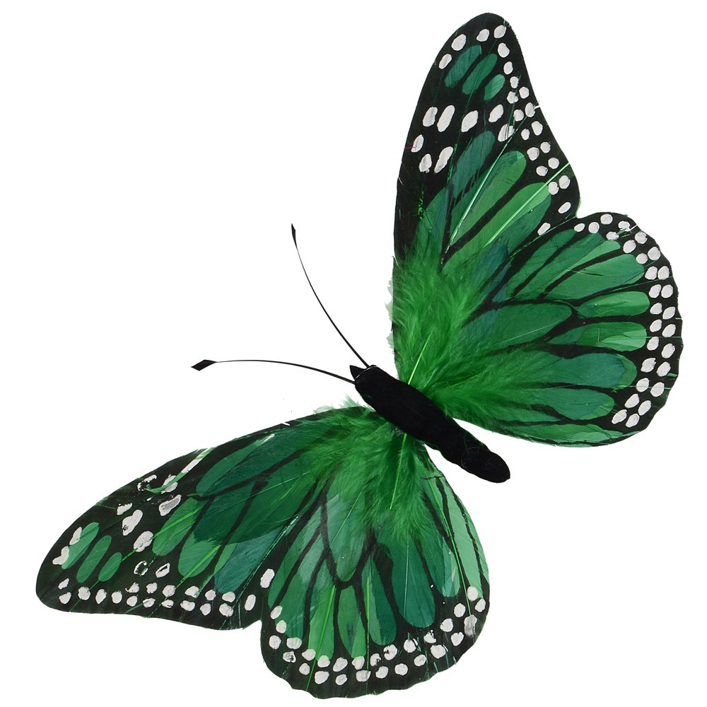 Schmetterling aus Federn grün, 30 x 18 cm