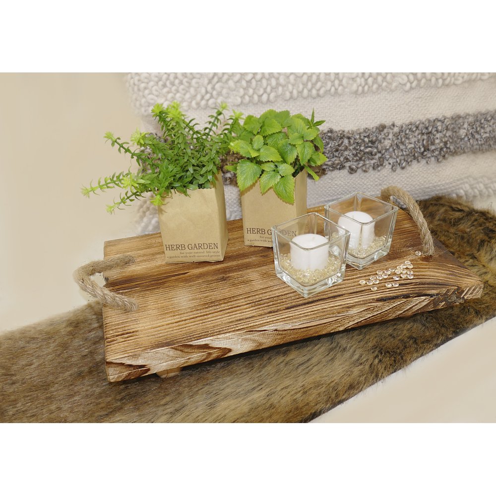 Holzplatte mit Taugriffe Antik-Art/Vintage, 39,5 x 23 x 12 cm