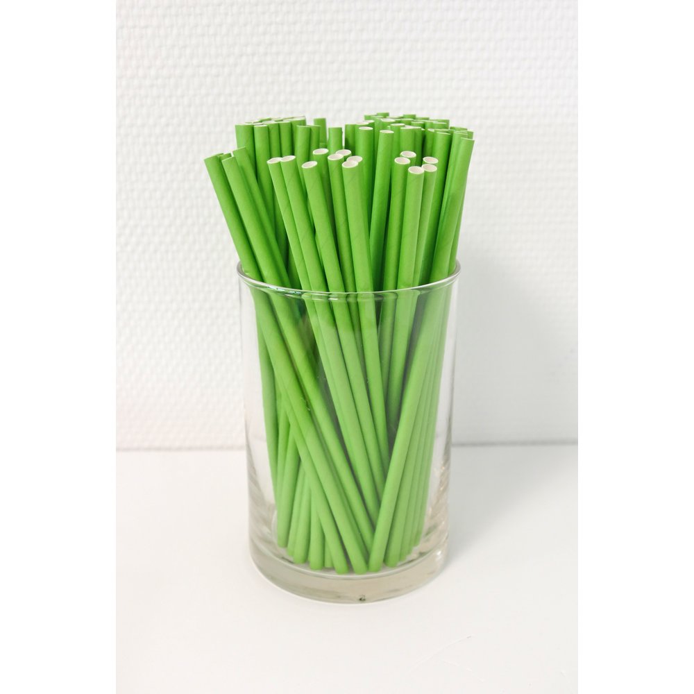 Papierstrohhalme Deluxe grün, 100 Stück, Ø 6 mm