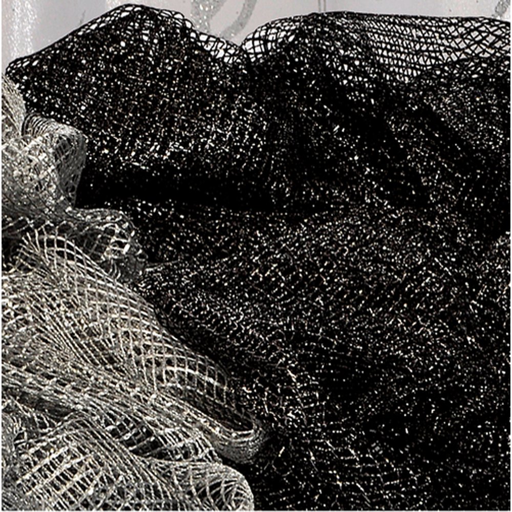 Lurexgitter   schwarz-silber,150 cm breit