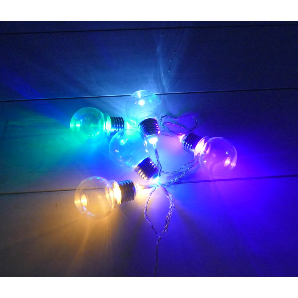 Glühbirnen Lichterkettenset transparent, 20 LEDs, USB-Anschluss + Zeitschaltuhr