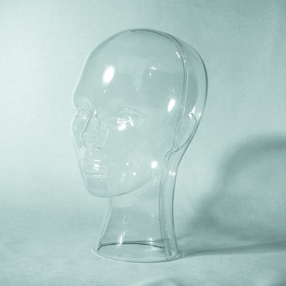 Damenkopf aus Kunststoff transparent, 30 cm