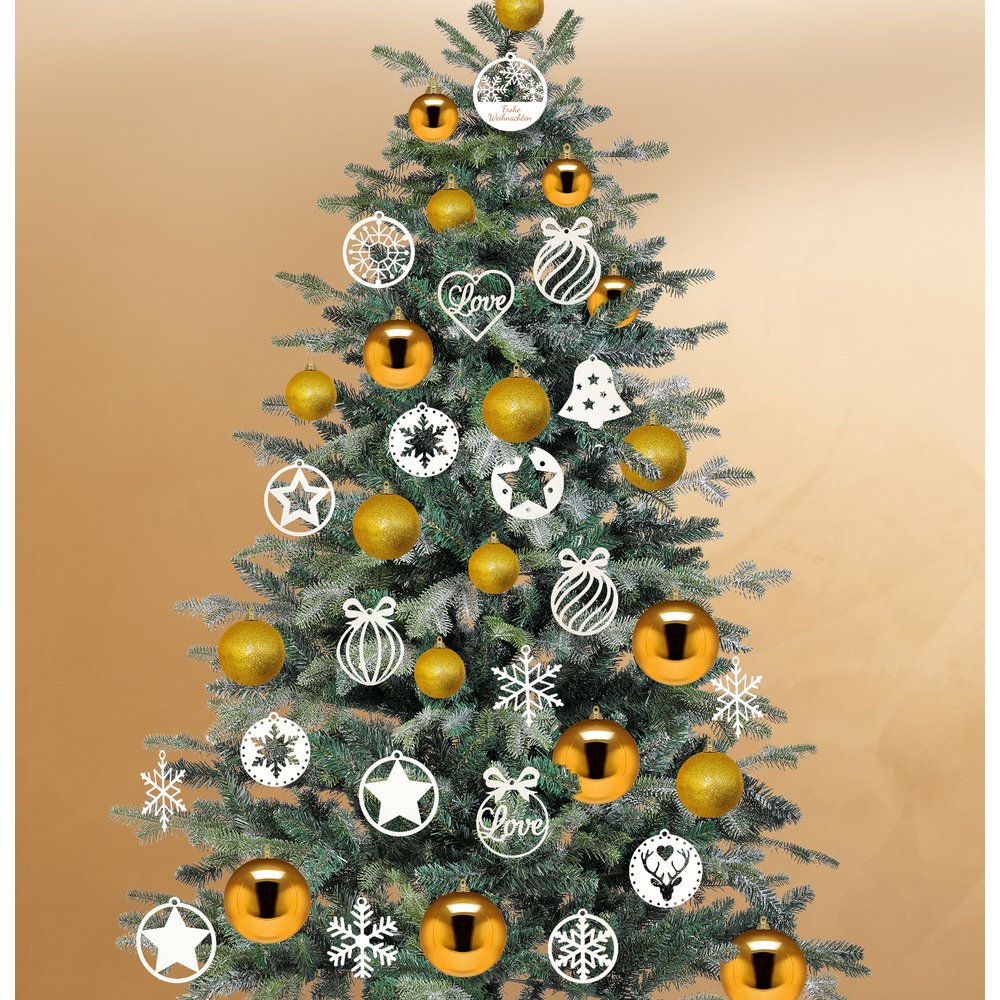 Anhänger Frohe Weihnachten weiß, Ø 9,5 cm