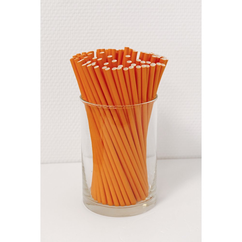 Papierstrohhalme Deluxe orange, 100 Stück, Ø 6 mm
