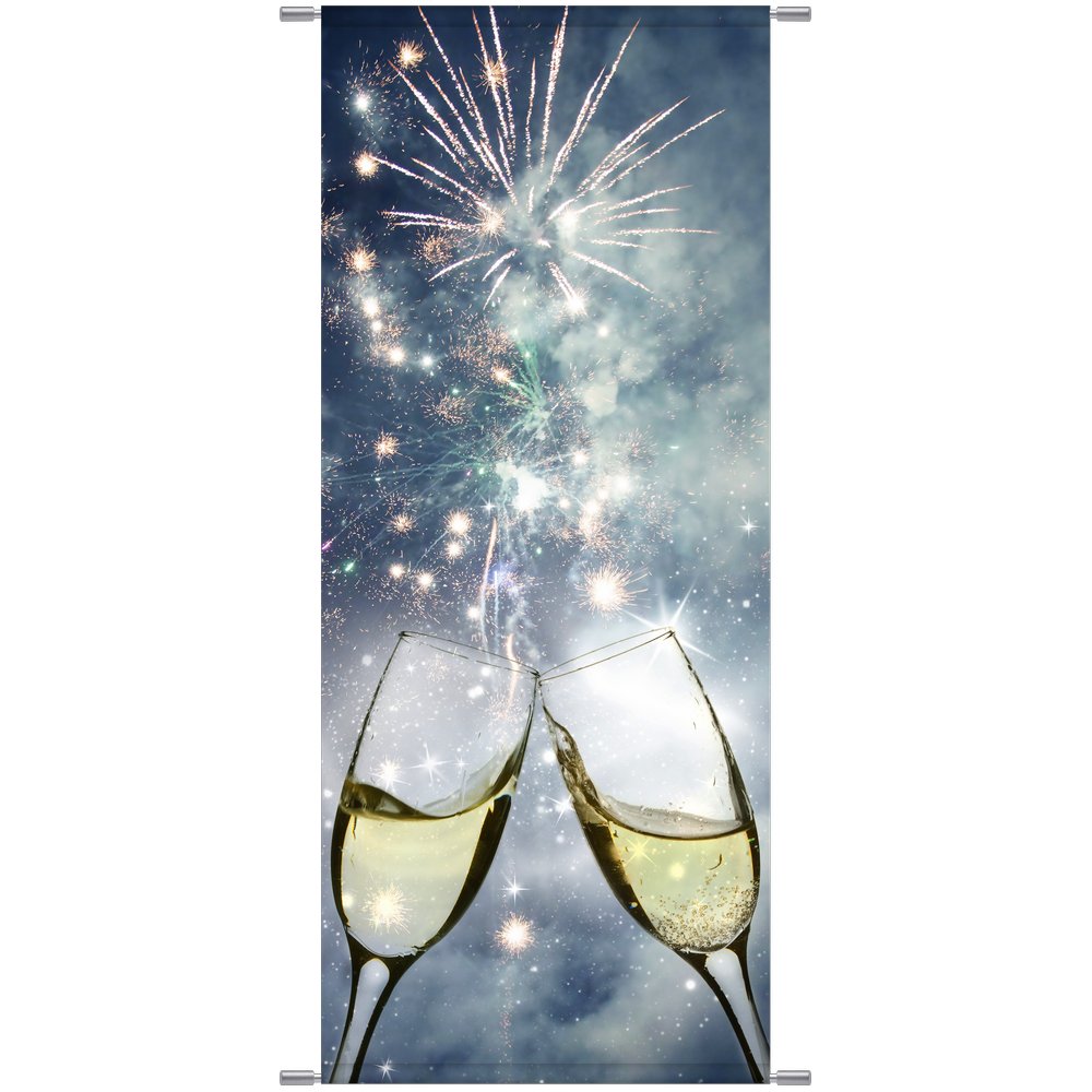 Banner Champagner Feuerwerk, 75 x 180 cm