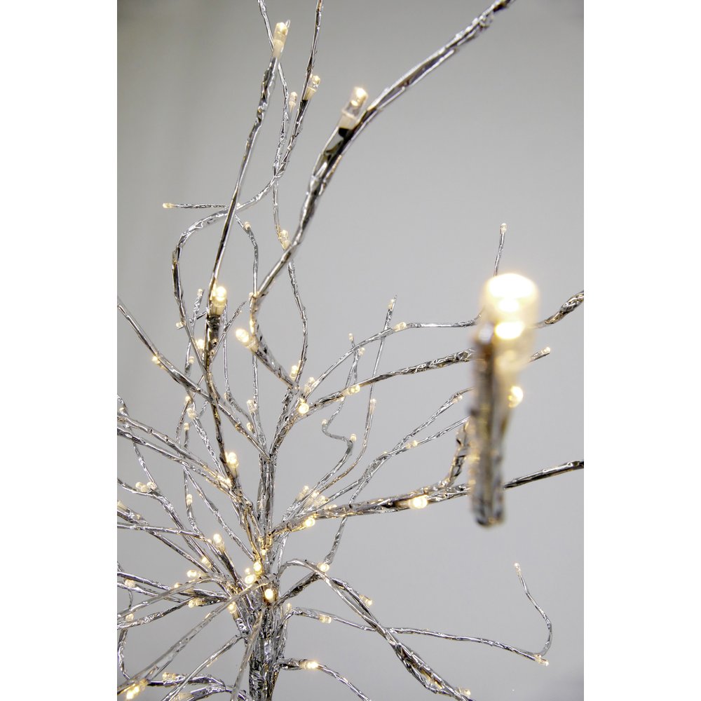 Baum silber + LED-Licht 144 LED warmweiss,H 120 cm