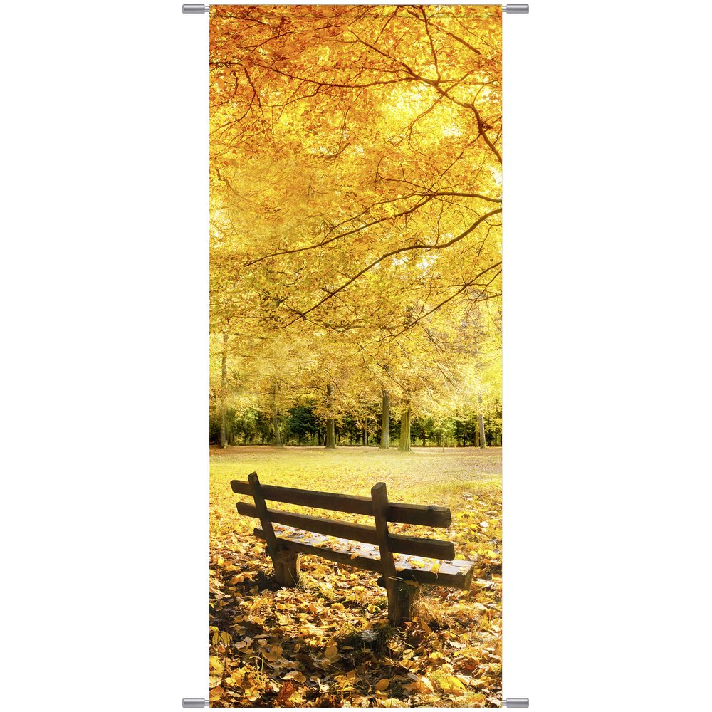 Banner Herbstwald Bank, 75 x 180 cm