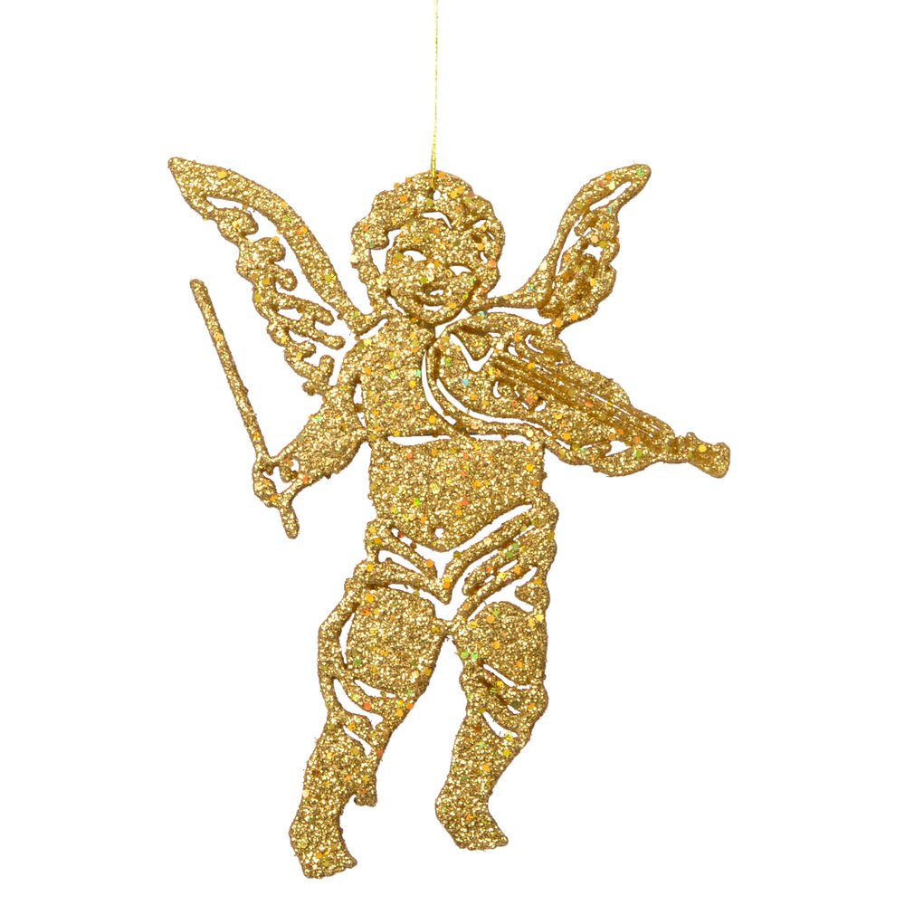 Engelhänger mit Musikinstrumenten 6 Stück gold, 10 cm