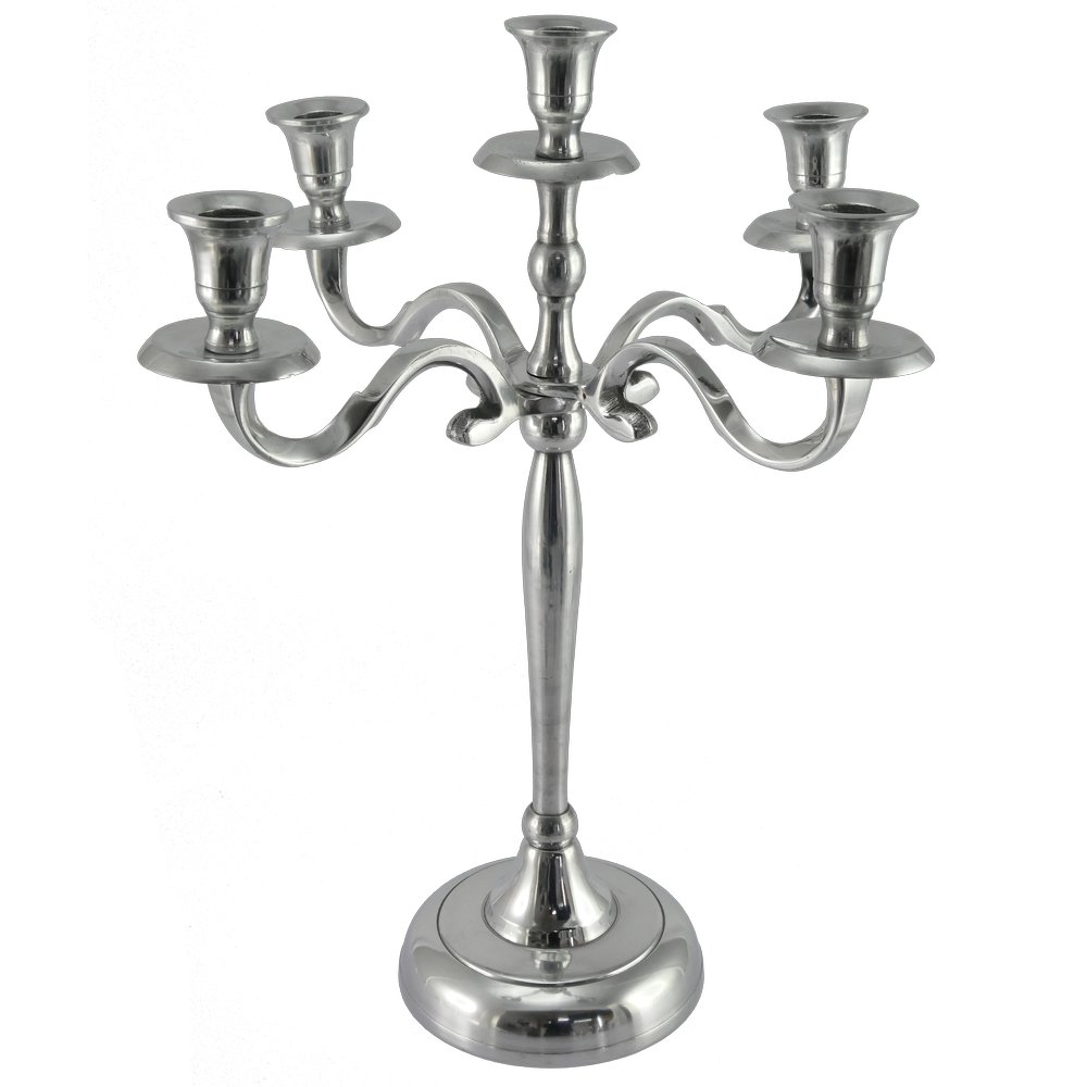 Kerzenleuchter Aluminium x5 silber,Ø 34 x H 40 cm