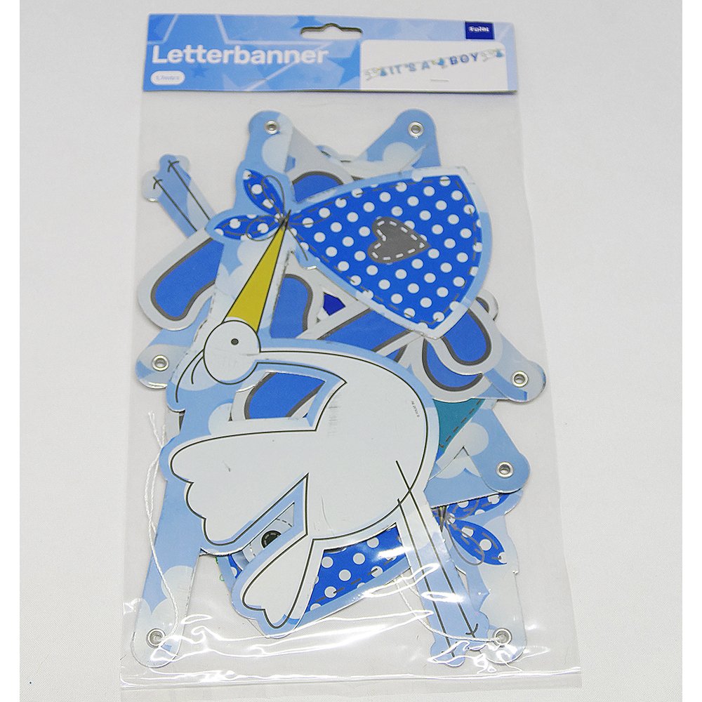 Grußkette Geburt Baby It`s a Boy blau, 170 cm