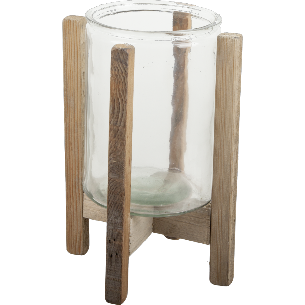Kerzenhalter Vintage Holz/Glas braun/klar, 29,5 cm
