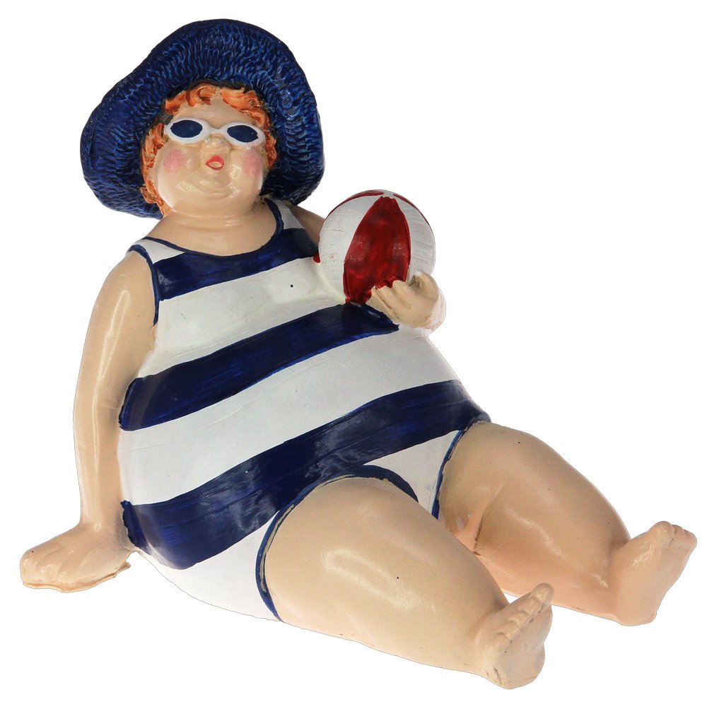 Badenixe Figur Polyresin sitzend blau-weiß, 13 x 11 cm