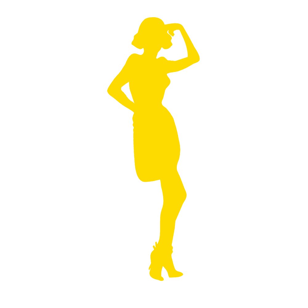 Silhouette Frau Star Wanddekor gelb, 60 x 165 cm