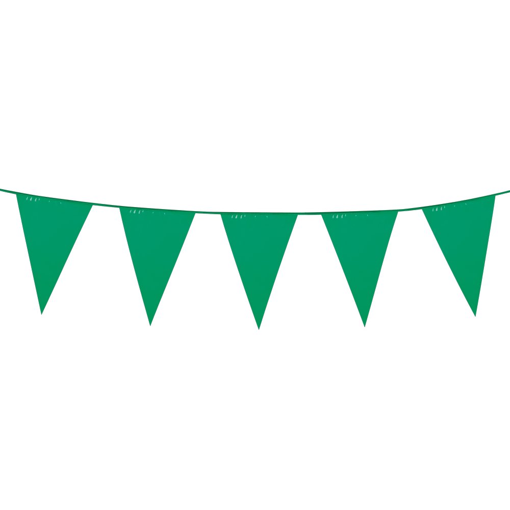 Wimpelkette Uni XL Folie grün, 10 m, 18 Wimpel je 30 x 45 cm