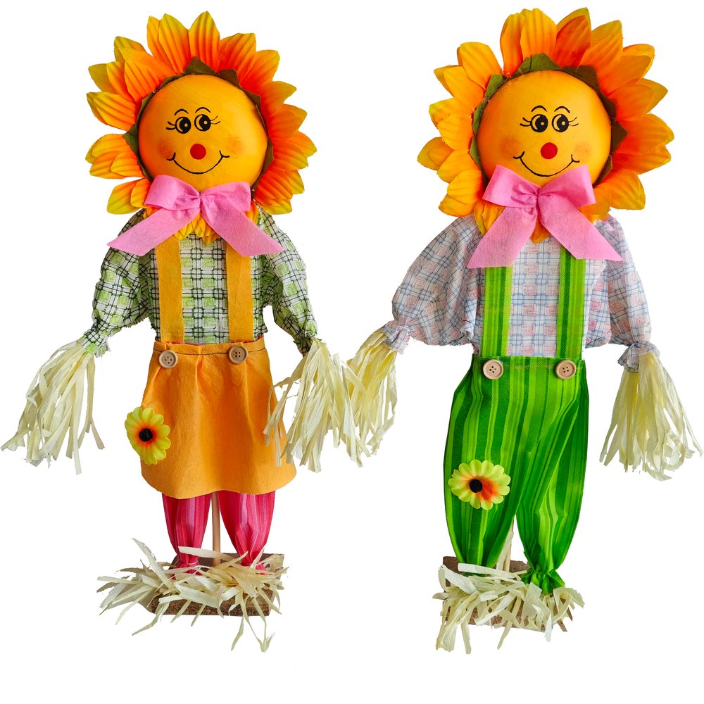 Vogelscheuchenpaar Sonnenblume bunt,H 90 cm