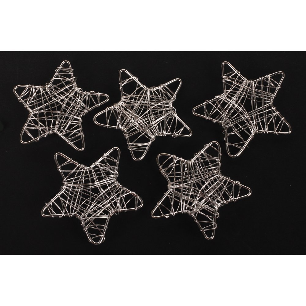 Drahtsterne 20 Stück silber, für 5 mm LED-Lichterketten