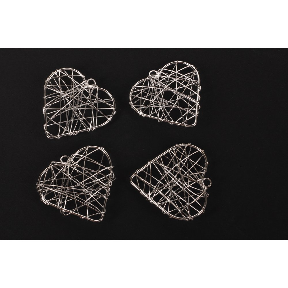 Drahtherzen 20 Stück silber, 5 cm, für 5 mm LED-Lichterketten