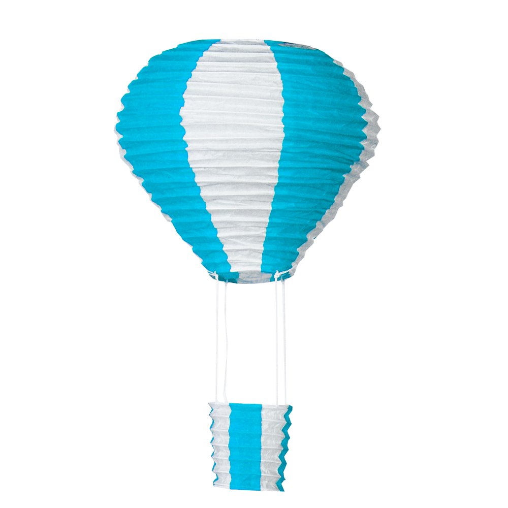 Heißluftballon Papier blau-weiß, Ø 25 x 40 cm