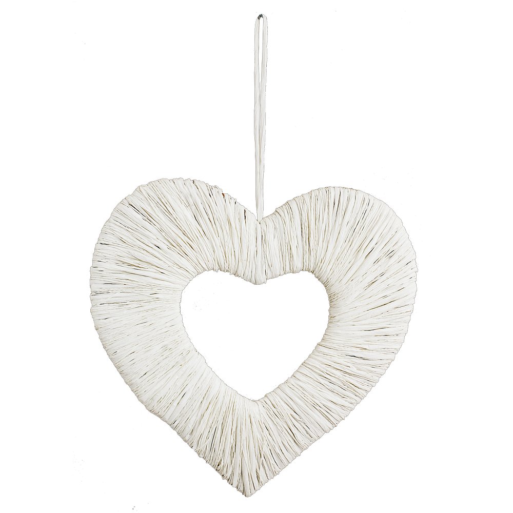 Herz Paper Rope Kontur weiß, 34 x 34 cm