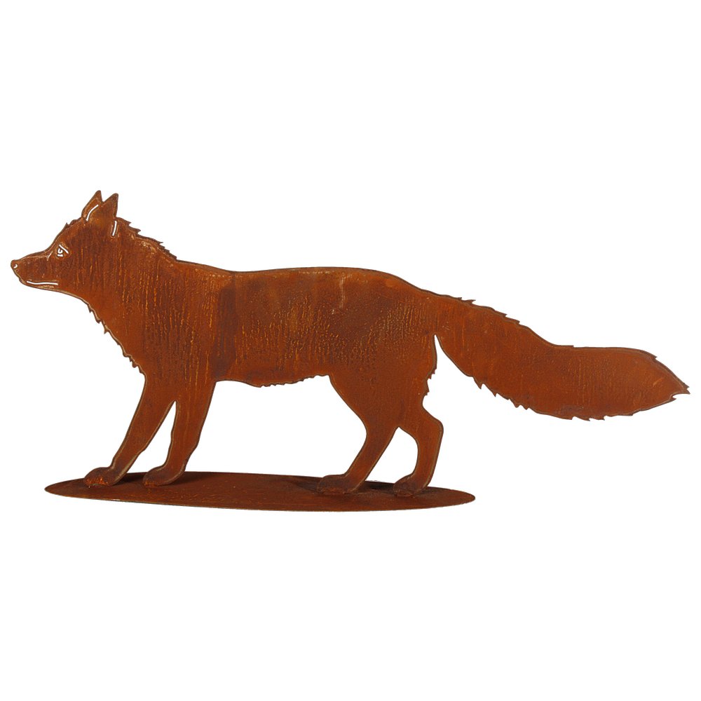 Fuchs auf Platte Metall/Rosteffekt, 100 x 45 cm