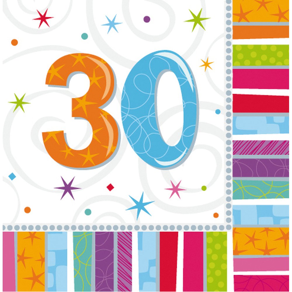 Servietten Geburtstagszahlen Zahl 30, 33 x 33 cm, 16 Stück