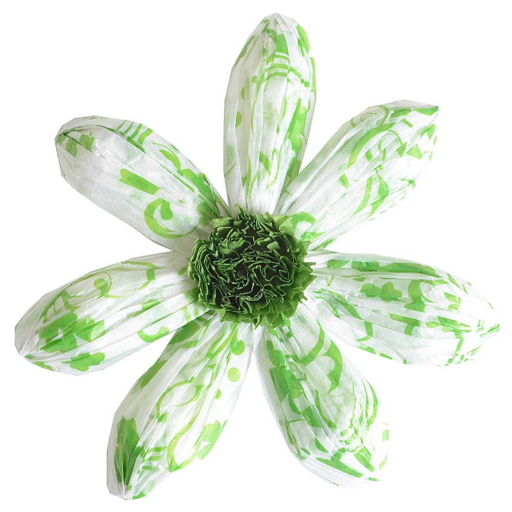 Blüten Paperflorale grün-weiß, 12 Stück, Ø 12 cm