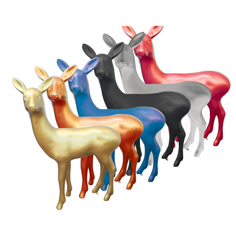 Fiberglas Objekt Reh stehend Wunschfarbe, 90x30xH115 cm