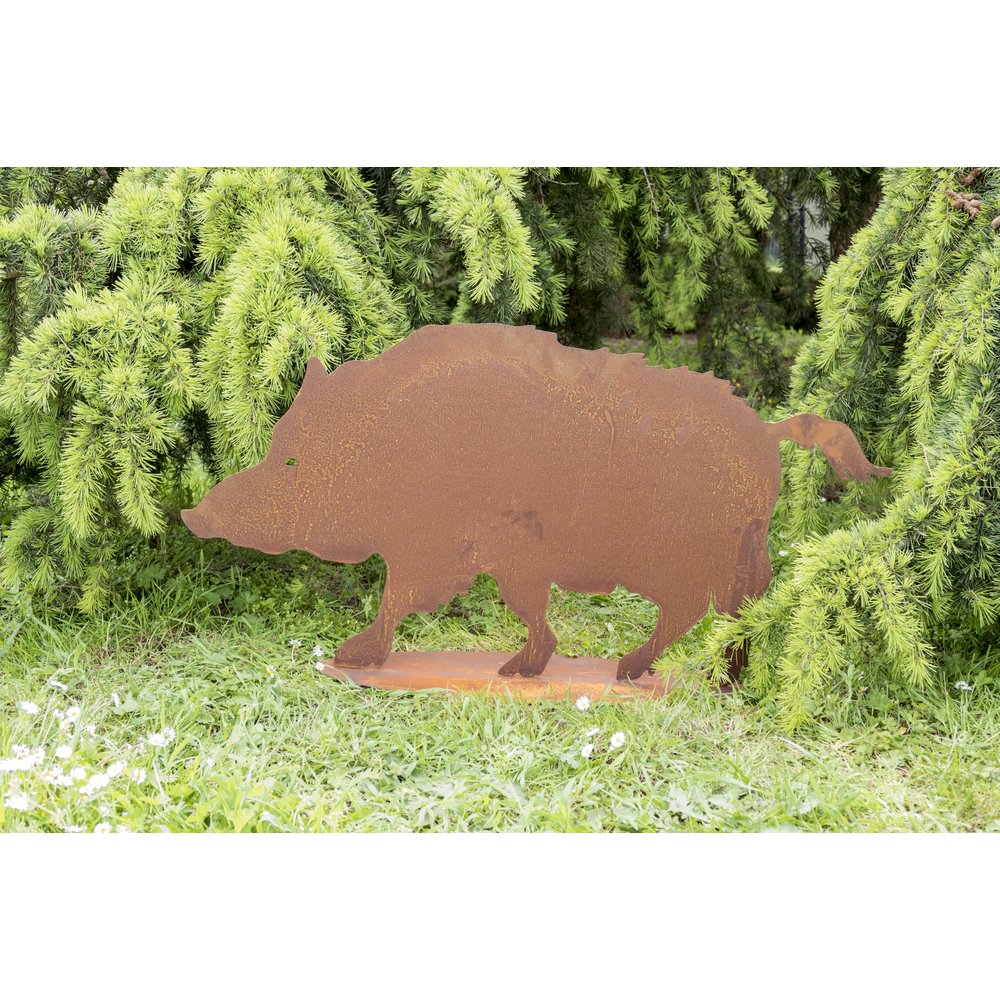 Wildschwein auf Platte Metal/Rosteffekt, 100 x 50 cm